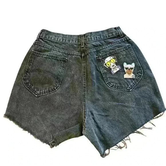 VTG 80s Chic Black Denim Cutoff Shorts 27” Waist Relaxed Western Grunge - Picture 3 of 7